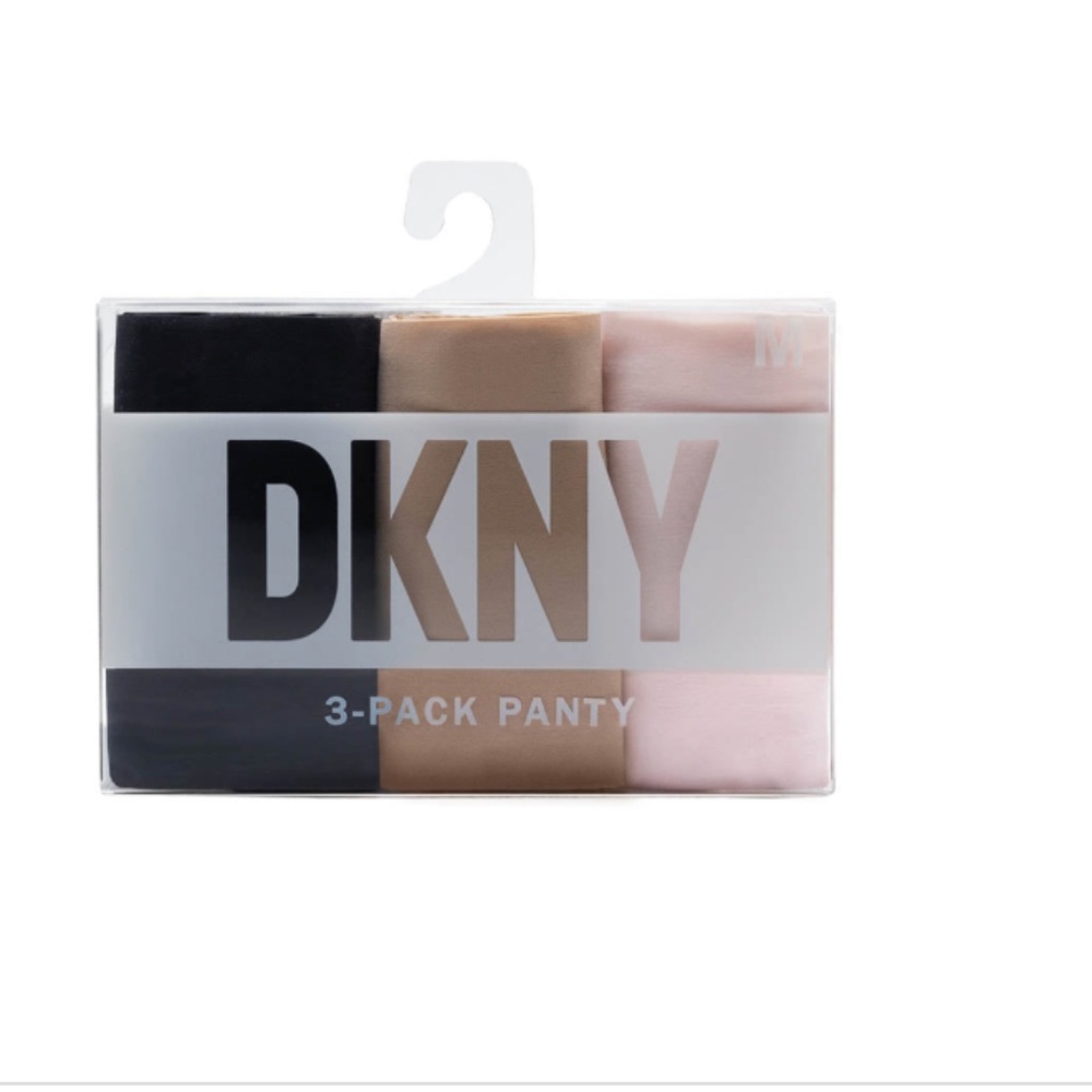 DKNY Thong Three Pack in Black/glow/pearl Cream-Multi